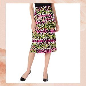 NWT Kasper Avocado Multi Print Midi Skirt